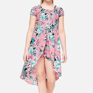 Girl's Pink Floral Skirted Romper